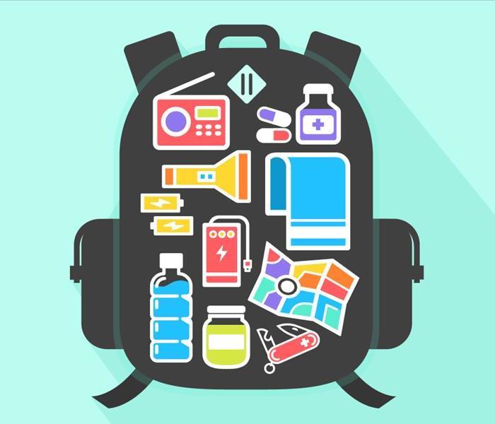 backpack full of safety items